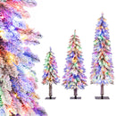 Artificial Christmas Tree Set of 3 with Snow-flocked Branch Tips