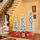 Artificial Christmas Tree Set of 3 with Snow-flocked Branch Tips and LED Lights