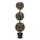 Triple Ball Rose Topiary Tree 43.5" with Lifelike Blooms