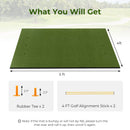 Artificial Turf Mat for Indoor and Outdoor Golf Practice Includes 2 Rubber Tees and 2 Alignment Sticks
