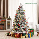 4.5/6/7 Feet Flocked Christmas Tree with Warm White LED Lights