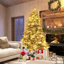 4.5/6/7 Feet Flocked Christmas Tree with Warm White LED Lights