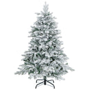 4.5/6/7 Feet Flocked Christmas Tree with Warm White LED Lights