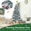 4.5/6/7 Feet Flocked Christmas Tree with Warm White LED Lights