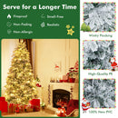 4.5/6/7 Feet Flocked Christmas Tree with Warm White LED Lights