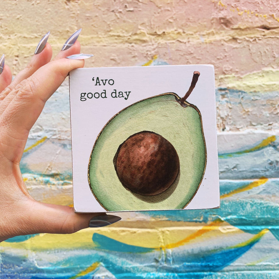 'Avo Good Day Wooden Block Sign | Plant Lovers Square Desk Wall Decor Display | 4