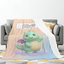 Personalized Kawaii Green Dragon Blanket | Custom Name | Cute Dragon Throw