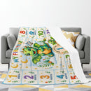 Personalized Dragon Baby Milestone Blanket with Name - My First Year Dragon and Castle Design with 12 Colourful Month Squares and Baby Name on Gold Scroll Banner