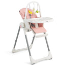 4-in-1 Foldable Baby High Chair with 7 Adjustable Heights and Free Toys Bar