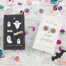Bad and Boozy Party Earrings | Mismatched Earrings on Halloween Ghost Themed Card | Gift for Her