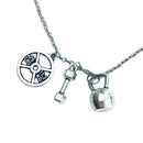 Badass Weightlifter Triple Charm Necklace in Silvertone