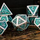 Ballad of the Bard Green and Silver Metal Dice Set
