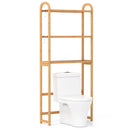 3-Tier Bamboo Bathroom Floor Organizer with 5-Position Shelves and 3 Hooks-Natural