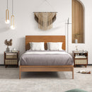 Bamboo Rattan Nightstand with Drawer and Solid Wood Legs