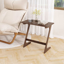 Bamboo Z-Shaped Spacious Sofa Side Table with Space-Saving Tabletop
