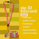 Ban.do Zip ID Lanyard in Black Stripe with Charm | Badge Holder Zippered Pouch with Keychain