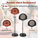 2-in-1 Height Adjustable Kids Basketball Hoop with Dart Board