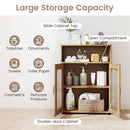 Bathroom Cabinet Freestanding Cabinet with 2 Doors and 3-Level Adjustable Shelf