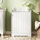 Bathroom Storage Cabinet Slim Floor Cabinet with Toilet Paper Holders-White