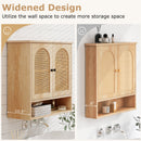 Bathroom Wall Cabinet with PE Rattan Doors and Adjustable Shelves-Natural
