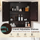 Double Door Wall-Mounted Bathroom Mirror Cabinet with Storage Shelf