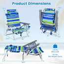 Beach Chairs Set of 2 Portable Folding Backpack Recliners with 5-Position Backrest and Padded Headrest