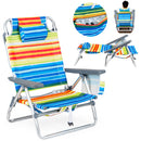 Beach Chairs Set of 2 Portable Folding Backpack Recliners with 5-Position Backrest and Padded Headrest