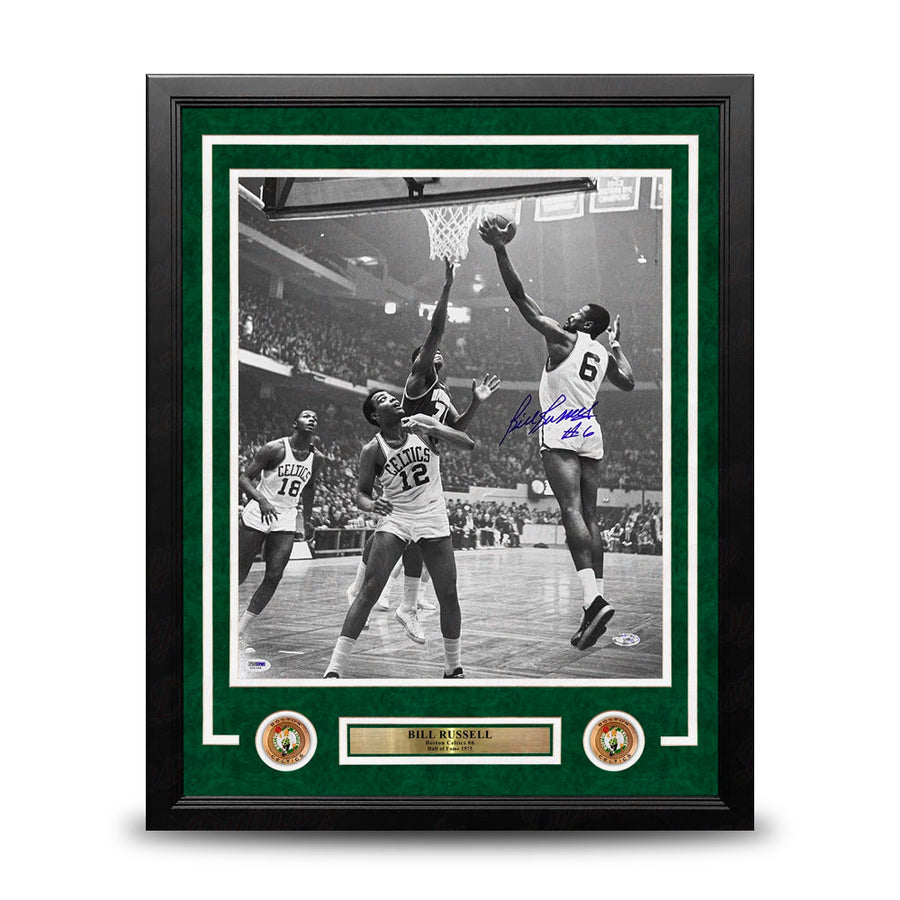 Bill Russell Making a Layup Boston Celtics Autographed 16