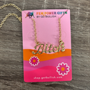 Bitch Script Nameplate Necklace in Silver or Gold