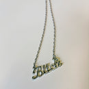 Bitch Script Nameplate Necklace in Silver or Gold