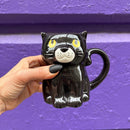 Black Cat Mug | Halloween Theme Stoneware Coffee Tea Cup | 12oz