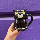 Black Cat Mug | Halloween Theme Stoneware Coffee Tea Cup | 12oz