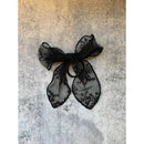 Black Lace Hair Bow with Hair Elastic