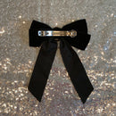 Black Velvet Cameo Hair Clip Bow