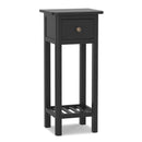 2 Tier Slim Nightstand Bedside Table with Drawer Shelf