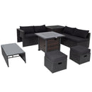 9 Pieces Patio Furniture Set with 32” Fire Pit Table and 50000 BTU Square Propane Fire Pit