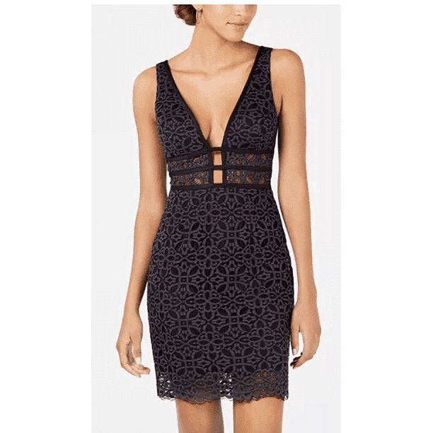 juniors lace bodycon dress $125 Jump Women Juniors Black Imitation Pearl Lace Bodycon Mini Dress Size S