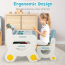 Kids Drawing Table and Chair Set with Watercolor Pens and Blackboard Eraser