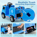 12V Kids Ride-on Garbage Truck with Warning Lights and 6 Recycling Accessories