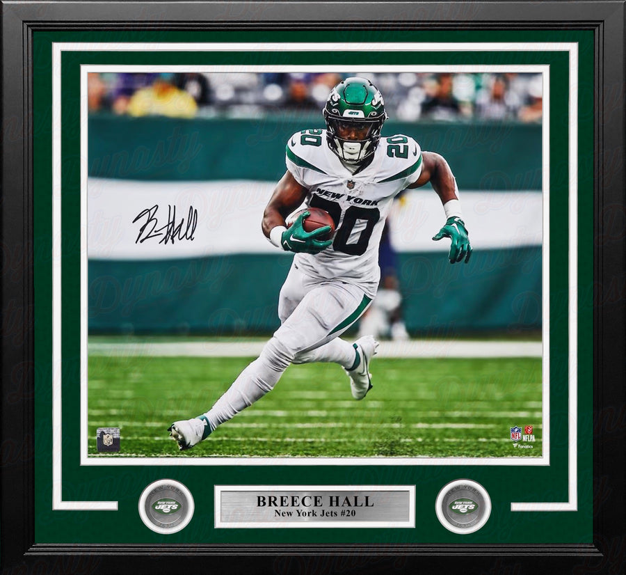 Breece Hall Running Action New York Jets Autographed 16