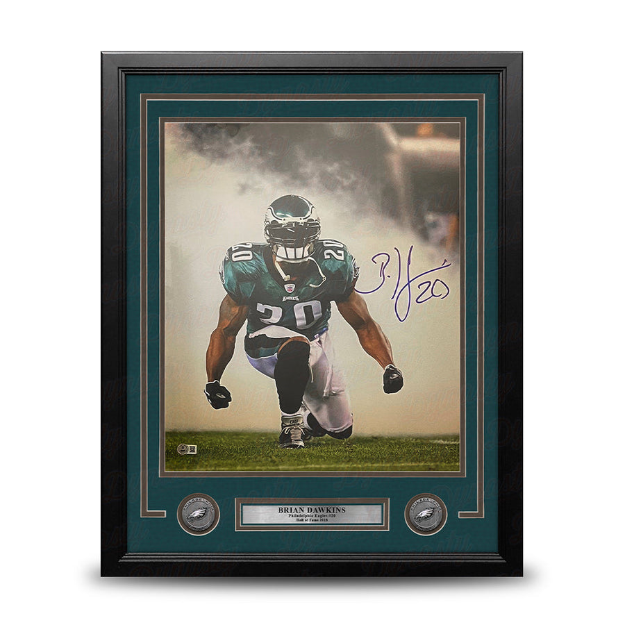 Brian Dawkins Kneeling in the Smoke Philadelphia Eagles Autographed 16