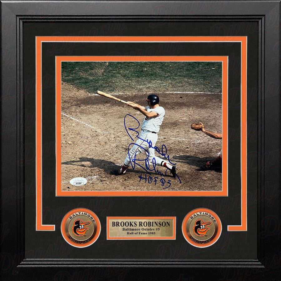Brooks Robinson Batting Action Baltimore Orioles Autographed 8