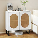 Buffet Cabinet Rattan Storage Cabinet with 2 Doors and Adjustable Shelf