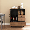 Buffet Sideboard Mid Century Modern Storage Cabinet with 4 Drawers and Open Compartment