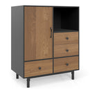 Buffet Sideboard Mid Century Modern Storage Cabinet with 4 Drawers and Open Compartment