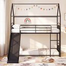 Bunk Bed Twin Over Twin House Bunk Bed Frame with Metal Slats
