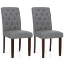 Button Tufted Fabric Upholstered Wooden Dining Chair Set of 2 with High Curved Back