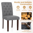 Button Tufted Fabric Upholstered Wooden Dining Chair Set of 2 with High Curved Back