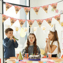 Personalized Photo Birthday Flag Banner with Name and Age - Custom Round Photo Pennant Bunting for Kids, Adults and Pets - Pink Peach or Blue