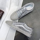 Sneakers Women Flats Golden Silver Shoes Rhinestone Bling Casual Shoes Korean Luxury Creepers Superstar Shoes Streetwear